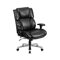 flash furniture hercules fauteuil pivotant avec bouton lombaire, métal, cuir noir, 85,09 x 66,04 x 45,72 cm