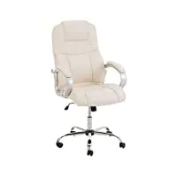 clp fauteuil de bureau xl apoll hauteur réglable rembourré revêtement similicuir i chaise de bureau ergonomique i accoudoirs i max. 150 kg i couleur: crème