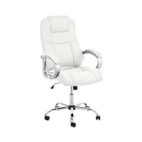 clp fauteuil de bureau xl apoll hauteur réglable rembourré revêtement similicuir i chaise de bureau ergonomique i accoudoirs i max. 150 kg i couleur: blanc