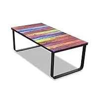 vidaxl table basse avec impression d'arc-en-ciel dessus en verre meuble salon