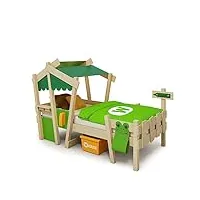 wickey crazy candy - lit cabane enfant, design boutique sucrée, bois massif, bâche de fantaisie lavable - lit ludique pour chambre d'enfants - vert-vert pomme