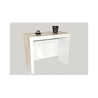 rdm concept table console extensible à 3 allonges intégrées milano - laqué blanc brillant 10 couverts