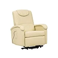 cribel relax fauteuil disa d, simili cuir, mouvement Électrique avec fonction ascenseur, inclinable, télécommande incluse, beige, 82 x 90 x 143 cm
