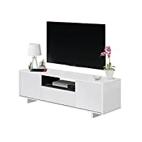 loungitude meuble tv moderne pour le séjour blanc brillant/gris cendré 150 x 46 x 41 cm