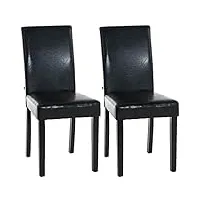 clp lot de 2 chaises de salle a manger ina en similicuir i assise rembourrée i chaise de salon avec pieds en bois, couleur:noir, couleur du cadre:noir
