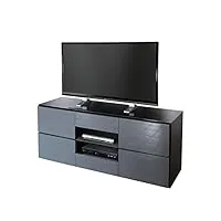 berlioz creations rob meuble tv noir/gris haute brillance 155 x 43 x 61 cm, fabrication 100% française
