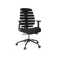hjh office 714500 chaise de bureau ergonomique ergo line ii fauteuil de bureau avec dossier haut, revêtement en tissu, noir