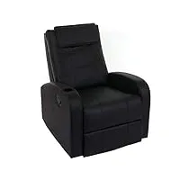 mendler fauteuil de télévision durham, fauteuil relax, chaise longue, similicuir - noir
