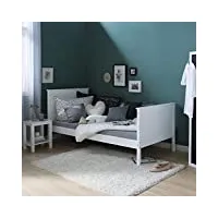 homestyle4u 1419, lit simple lit enfant 90x200 cm lit de la jeunesse, lit en bois blanc cadre pin
