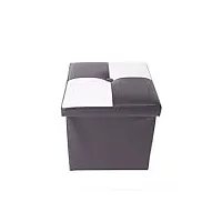 rebecca mobili pouf recipient simili cuir, pouf, cube, repose-pieds – dimensions: 30 x 30 x 30 cm (hxlxl) (noir-blanc)