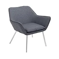 fauteuil lounge design caracas tissu i chaise confortable assise et dossier rembourrés accoudoir i fauteuil de salon piètement en métal, couleur:gris foncé
