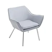fauteuil lounge design caracas tissu i chaise confortable assise et dossier rembourrés accoudoir i fauteuil de salon piètement en métal, couleur:gris