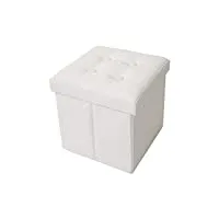 rebecca mobili pouf recipient simili cuir, pouf, cube, repose-pieds – dimensions: 30 x 30 x 30 cm (hxlxl) (blanc)