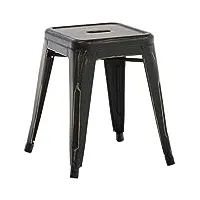 tabouret en métal armin empilable - hauteur assise 46 cm - tabouret de cuisine carré - chaise multi usage - charge max. 200 kg couleurs au choix :, couleur:noir/or