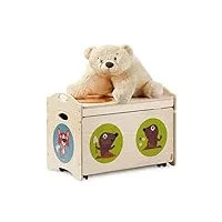 dida - coffre à jouets pour chambre d'enfant - “pancotti”conteneur empilable avec 4 roues et couvercle pour la chambre des enfants - decoration: foxs, moles et mouffettes