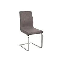 chaise de salle à manger design belfort pietement luge oscillant en acier au revetement en tissu, dossier haut ergonomique moderne pour la cuisine ou le salon et disponible en plusieurs couleurs, couleur:gris