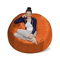 sofa sack pouf xxl - avec rembourrage en mousse à mémoire de forme - parfait pour se détendre dans le salon ou la chambre à coucher - housse en velours doux - orange