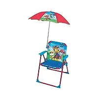 fun house pat patrouille chaise pliante avec parasol pour enfant, acier, bleu, 38x8x50 cm
