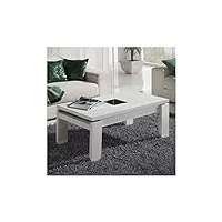 tousmesmeubles table basse blanche relevable - dilia - l 100 x l 50 x 44/59 - neuf