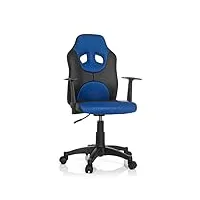 hjh office 670800 chaise de bureau pivotante pour enfants kid game al cuir synthétique noir/bleu chaise de bureau réglable en hauteur avec accoudoirs