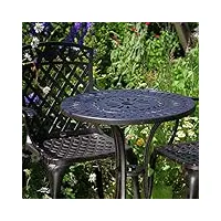 lazy susan ensemble de jardin table bistrot eve avec 2 chaises kate et coussins beige | bronze ancien | ensemble de jardin en aluminium