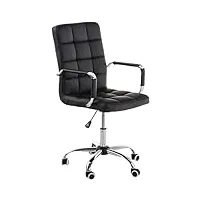 fauteuil de bureau deli v2 en similicuir i chaise de travail avec assise rembourrée i ajustable et pivotant, couleur:noir