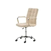 fauteuil de bureau deli v2 en similicuir i chaise de travail avec assise rembourrée i ajustable et pivotant, couleur:crème
