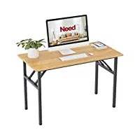 need bureau d’ordinateur informatique pliante 120x60cm table d’étude/à dîner pliable pour maison/bureau, teck chêne couleur,ac5bb