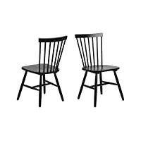 ac design furniture susanne chaises de salle à manger lot de 2, h: 86 x l: 50,5 x l: 49,5 cm, noir, bois, 2 pc