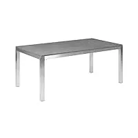 table de jardin 180 x 90 cm avec plateau en granit gris et structure en acier inox design moderne et contemporain