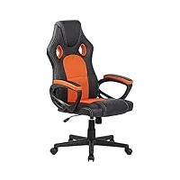 clp fauteuil de bureau gaming fire en similicuir - piètement à roulettes - fauteuil racing réglable en hauteur - chaise de bureau facile à entre, couleur:orange