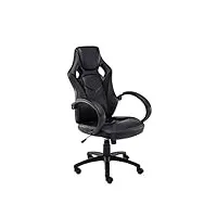 fauteuil de bureau magnus en similicuir i chaise gaming réglable en hauteur pivotante i fauteuil de gamer a roulettes, couleur:noir