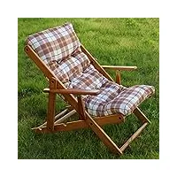 maslegno fauteuil / chaise longue.avec coussin rembourré, transats en bois pliable réglable en 3 positions, 100 cm de hauteur, pour intérieur ou extérieur marron