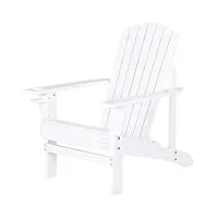 outsunny fauteuil de jardin adirondack grand confort porte-gobelet intégré bois de sapin traité peint blanc