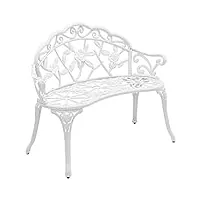 casa.pro banc de jardin chaise de jardin fonte résistant aux intempéries blanc 100x54x80cm