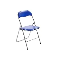 chaise de cuisine pliable felix i chaise visiteur repliable pieds en métal i chaise salle de conférrence confortable et pratique, couleur:bleu/argent