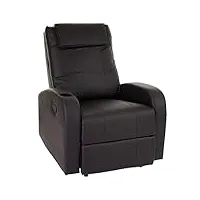 mendler fauteuil de télévision durham, fauteuil relax, chaise longue, similicuir - café
