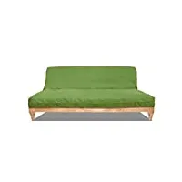 futon on line canapé lit convertible zúrich, naturel, hausse vert, 200 x 140 cm.