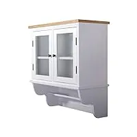design delights armoire murale ida| blanc, avec vitrine | étagère de cuisine avec portes pour vaisselle, barre pour torchons