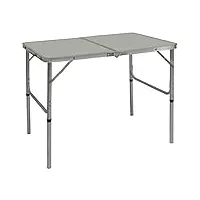 amanka table de camping portable 3kg pliante en mallette pour pique-nique plage jardin 90x60cm réglable en hauteur en aluminium gris