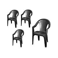 chaise de jardin empilable, plastique effet rotin - chaise empilable en plastique - 2 couleurs au choix 4 stück - anthrazit gris