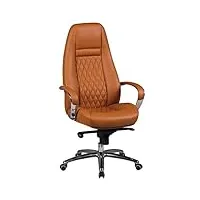 amstyle chaise de bureau austin véritable chaise de bureau en cuir chaise caramel 120kg exécutif dossier haut avec appuie - tête x-xl