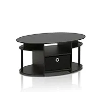 furinno table basse ovale avec poubelle, bois, noyer, set de 1, dense, noix, set of 1