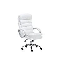 fauteuil de bureau réglable en hauteur xxl vancouver similicuir i chaise de bureau à roulette rembourrée confortable avec accoudoirs i coul, couleur:blanc