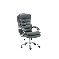 fauteuil de bureau réglable en hauteur xxl vancouver similicuir i chaise de bureau à roulette rembourrée confortable avec accoudoirs i coul, couleur:gris