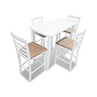 vidaxl ensemble table et 4 chaises de bar bois blanc meubles mobilier de bar