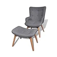 vidaxl fauteuil avec repos-pied tissu gris meuble de salon séjour bureau