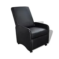 vidaxl fauteuil inclinable pliable cuir artificiel noir fauteuil de relaxation