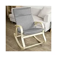 haotian fst15-dg fauteuil à bascule confortable relax fauteuil de détente avec coussin en tissu de coton