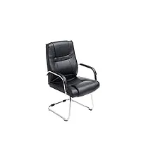 clp chaise cantilever attila xxl avec accoudoirs - fauteuil oscillant de bureau en similicuir - chaise de salle à manger rembourrée charge max 1, couleur:noir